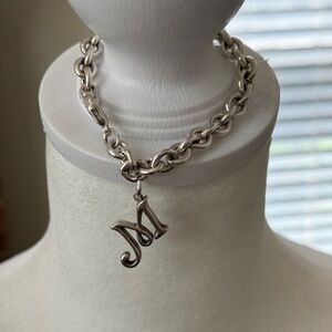 Sterling silver donut chain bracelet with M charm Prochain